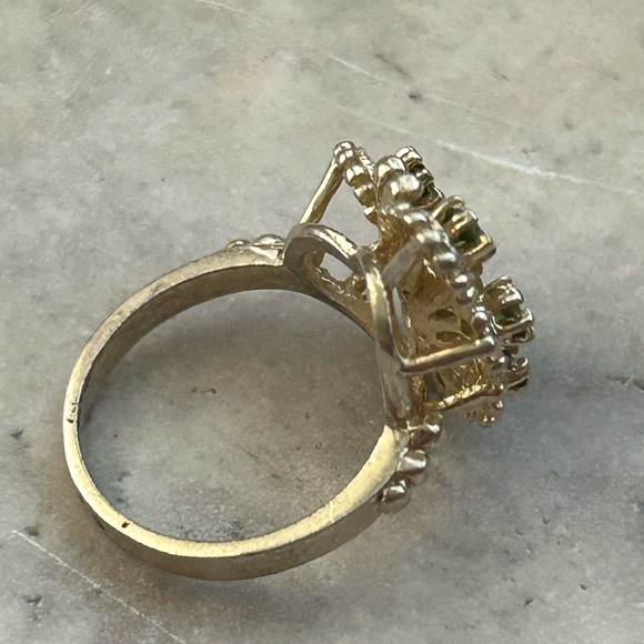 Vintage Cocktail Ring Genuine Peridot Butterfly Gold Plated Pure Silver - Picture 6 of 12